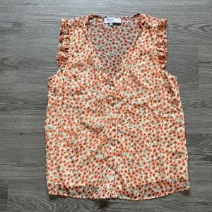 Berthie Ruffle Floral Top Orange Size Small